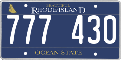 RI license plate 777430