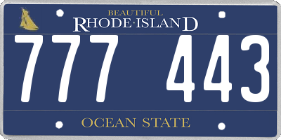 RI license plate 777443