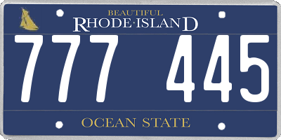 RI license plate 777445