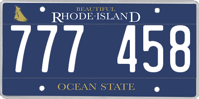 RI license plate 777458