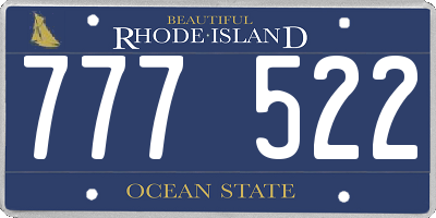 RI license plate 777522