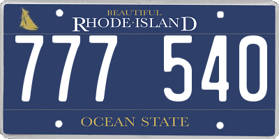RI license plate 777540