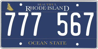 RI license plate 777567