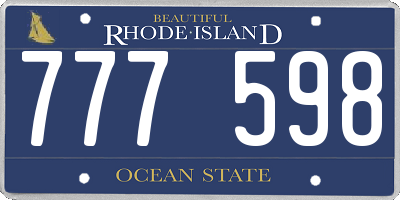 RI license plate 777598
