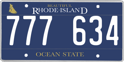 RI license plate 777634