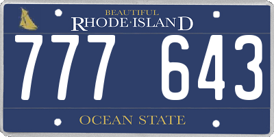 RI license plate 777643