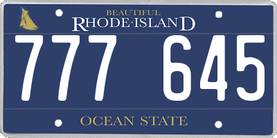 RI license plate 777645