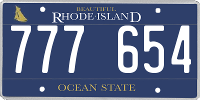 RI license plate 777654