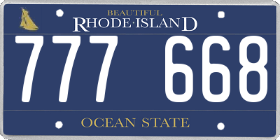 RI license plate 777668