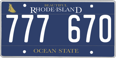 RI license plate 777670