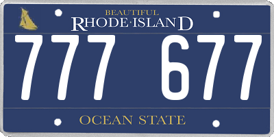 RI license plate 777677
