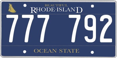 RI license plate 777792