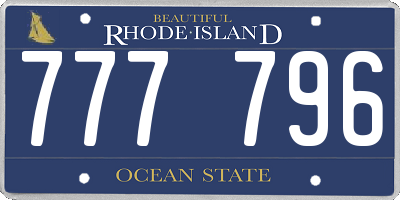 RI license plate 777796