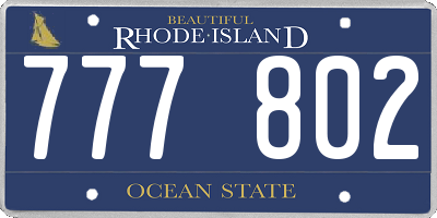 RI license plate 777802
