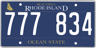 RI license plate 777834
