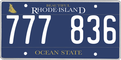 RI license plate 777836
