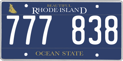 RI license plate 777838
