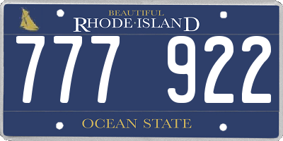RI license plate 777922