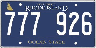 RI license plate 777926