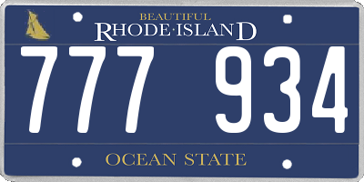 RI license plate 777934