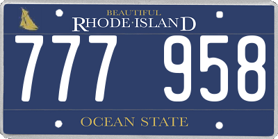 RI license plate 777958