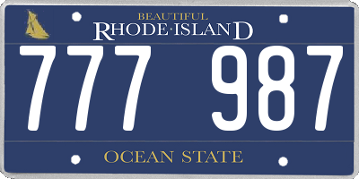 RI license plate 777987