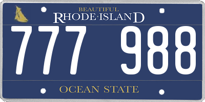 RI license plate 777988