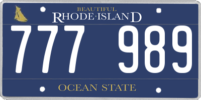 RI license plate 777989