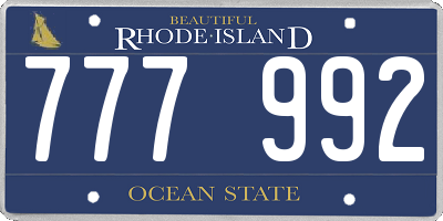 RI license plate 777992