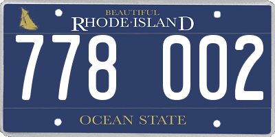 RI license plate 778002