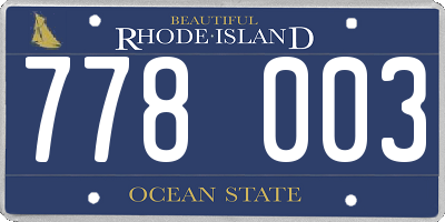 RI license plate 778003