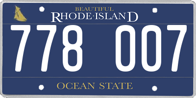 RI license plate 778007