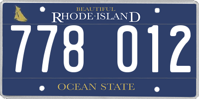 RI license plate 778012
