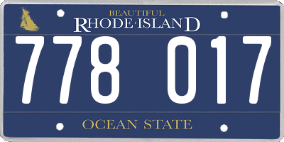 RI license plate 778017