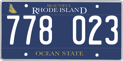 RI license plate 778023