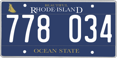 RI license plate 778034