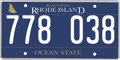 RI license plate 778038