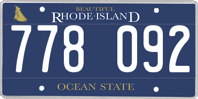 RI license plate 778092