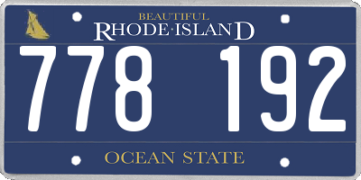RI license plate 778192