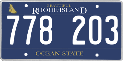 RI license plate 778203