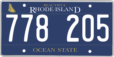 RI license plate 778205