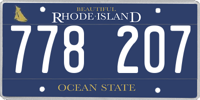 RI license plate 778207