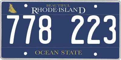 RI license plate 778223