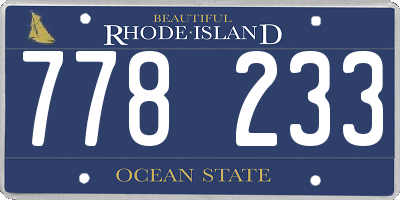 RI license plate 778233