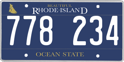 RI license plate 778234
