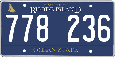 RI license plate 778236
