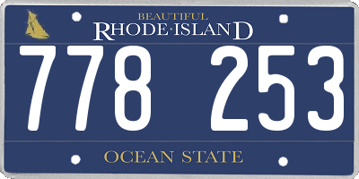 RI license plate 778253