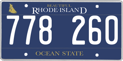 RI license plate 778260