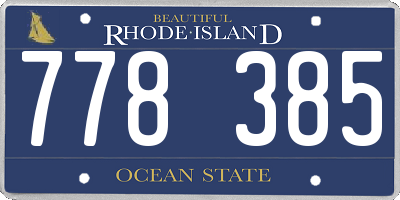 RI license plate 778385