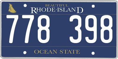 RI license plate 778398